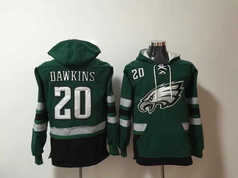 Philadelphia Eagles #20 Brian Dawkins Green All Stitched Hooded Sweatshirt